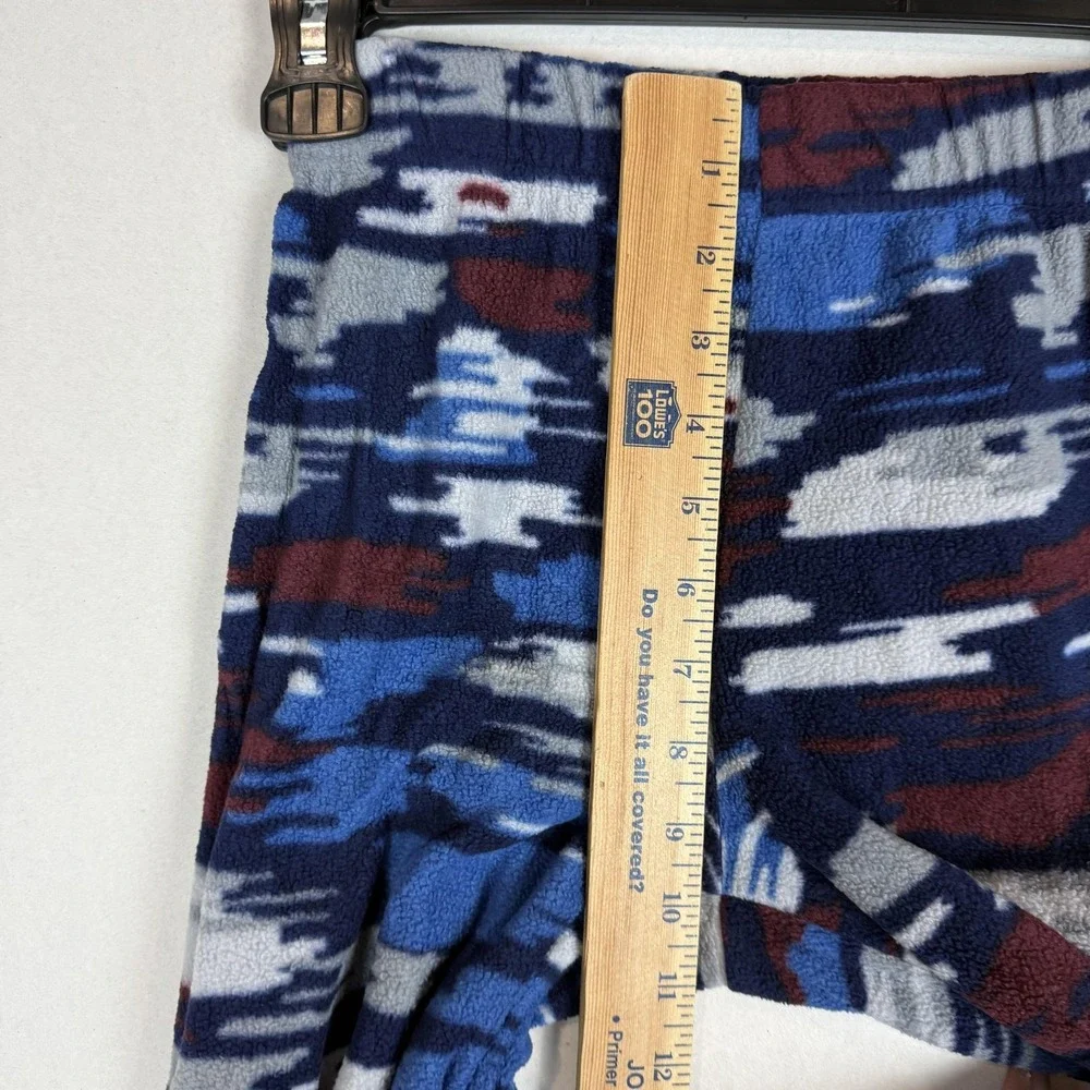 Eddie Bauer Pijama Pants Kids 10-12 Blue Fleece Camo Elastic Waist Winter Lounge